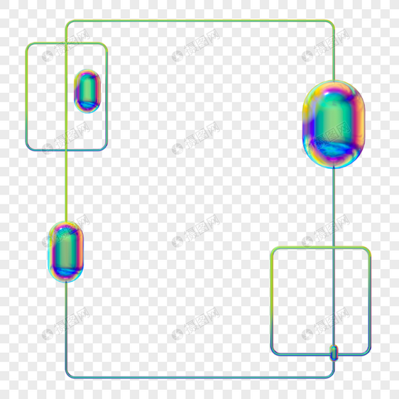 3DC4D立体酸性装饰模型边框方形图片