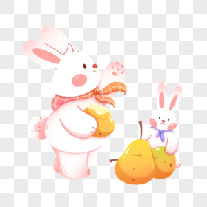 吃梨的兔子图片