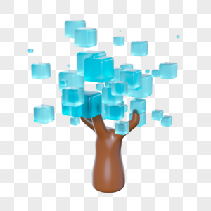 蓝色创意玻璃植物大树图片