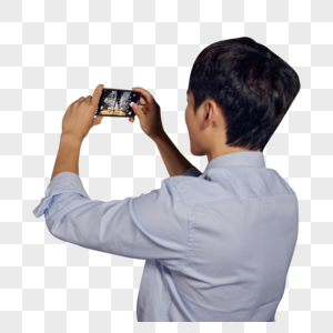 商务男士用手机拍照图片