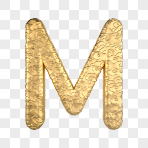 国风金属云纹立体字母M图片