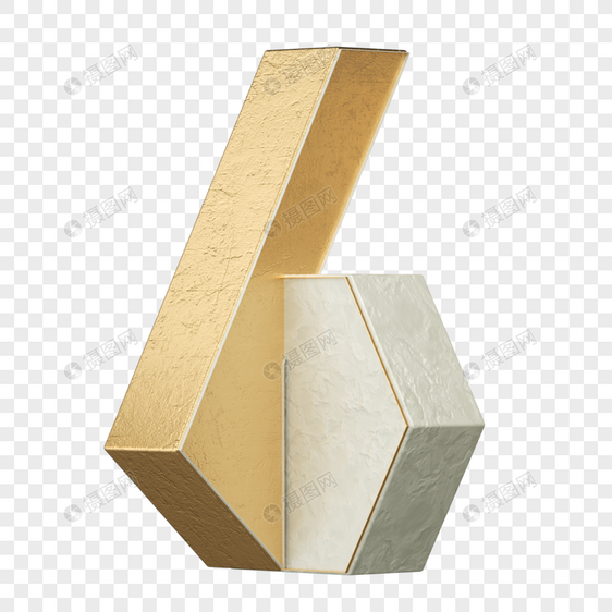 3DC4D立体数字6金属金色大理石图片