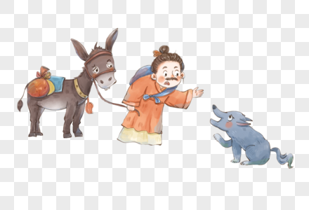 掩耳盗铃古人吃饭,插画  |手绘水彩寓言故事之东郭先生与狼插画