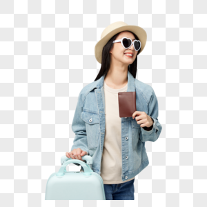 外出旅游的青年女性手拿护照图片