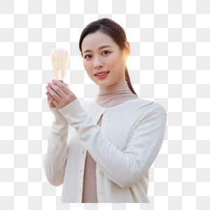 手拿节能电灯泡的女性图片