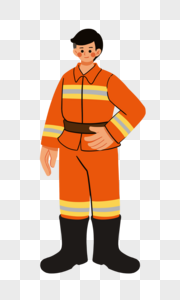 劳动节消防员扁平风人物素材图片