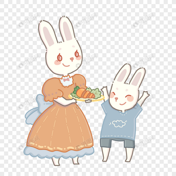 母亲节兔子妈妈给宝宝端上了美味胡萝卜图片