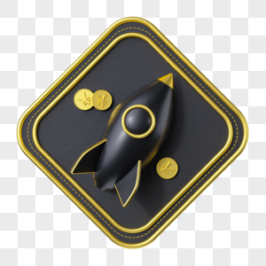 黑色金属质感金融图标火箭图片