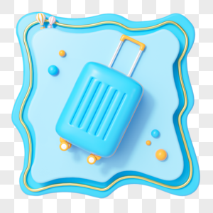 蓝色卡通旅游图标行李箱图片