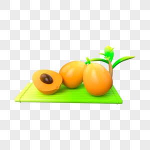 c4d立体可爱水果3d枇杷图片