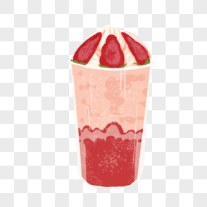 手绘草莓奶昔冰淇淋图片