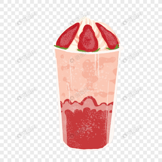 手绘草莓奶昔冰淇淋图片