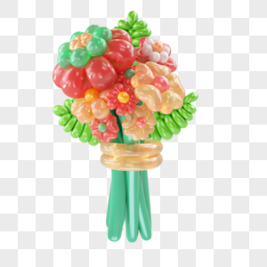 3D立体彩色气球花朵模型元素图片