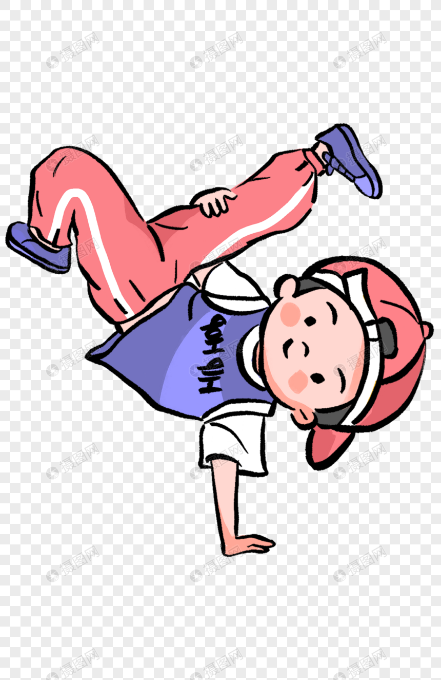 男孩街舞帅气卡通简笔画