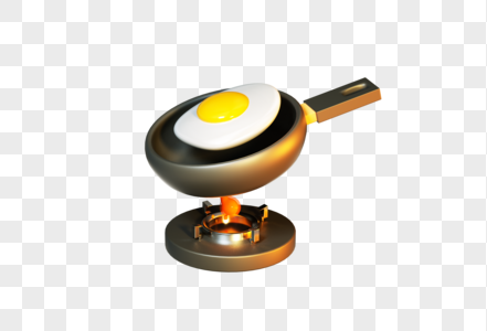创意C4D厨房食物图标煎蛋3D立体模型图片