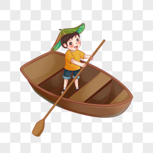划船的小孩图片