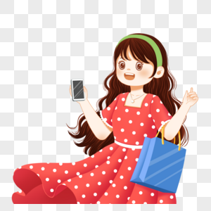 用手机购物的女孩图片