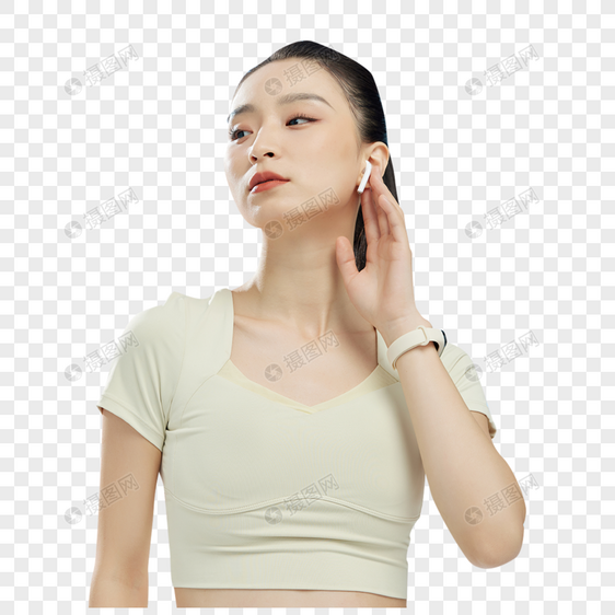 女人戴耳机运动图片
