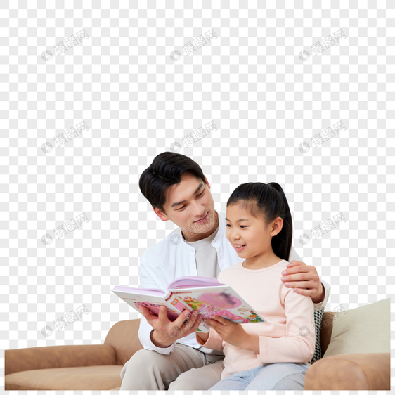 父亲给女儿讲故事书图片