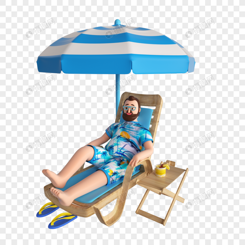 3D夏季清爽遮阳伞人物图片