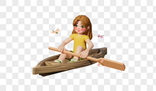 夏日女孩划船图片
