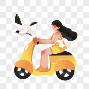 女孩骑车兜风图片