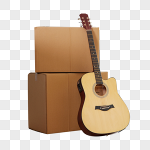纸箱子和吉他图片
