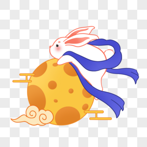 中秋节玉兔抱月素材图片