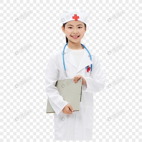 小女孩扮演医护人员形象图片