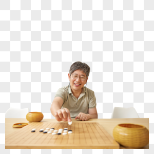 在活动室下棋的老人图片