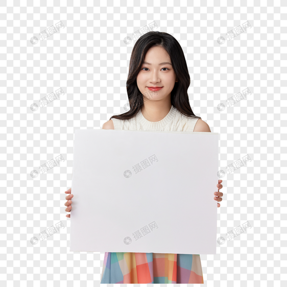 女性手持白板图片