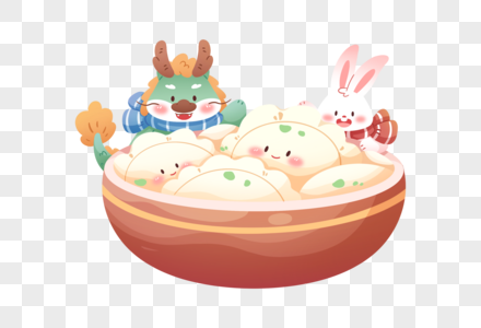 吃饺子的龙和兔子高清图片