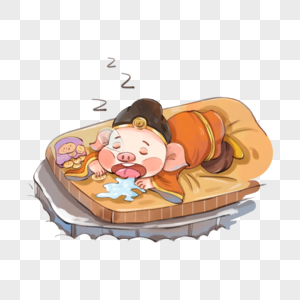 趴在案板上睡觉的八戒图片素材