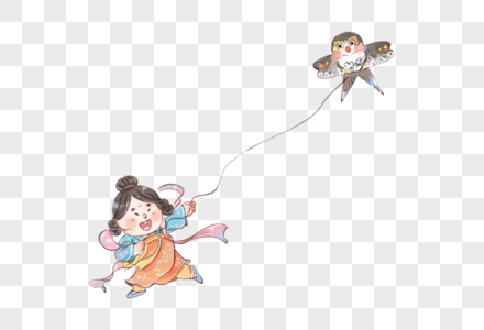 唐朝女孩放风筝图片