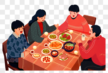 吃饭的一家人图片