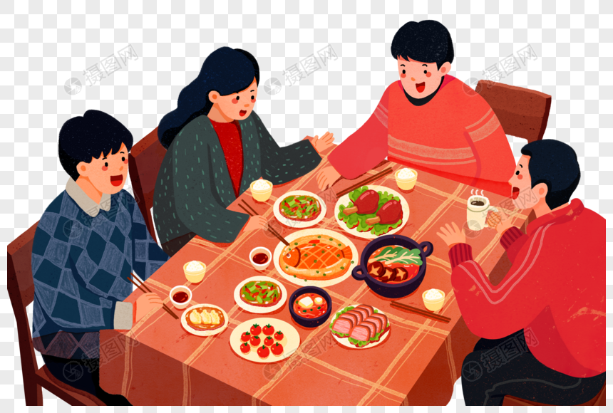 吃饭的一家人元素素材下载-正版素材402546573-摄图网
