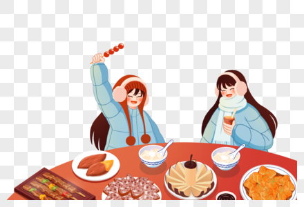 吃饭的女孩哈尔滨红肠高清图片