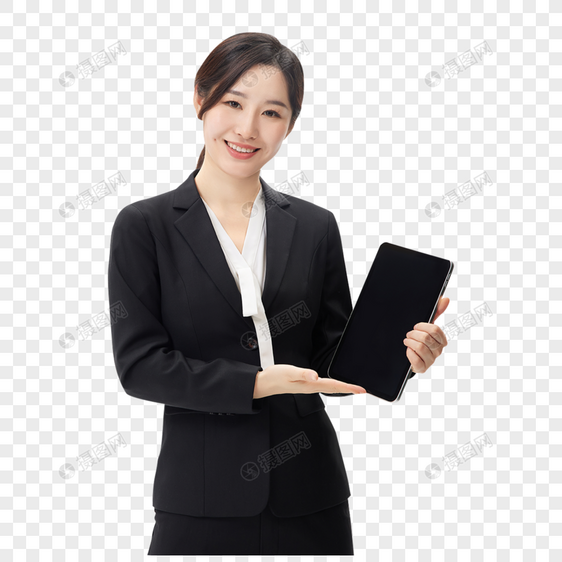 手拿平板自信的商务女性图片