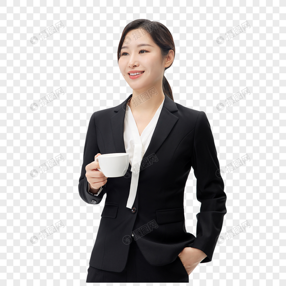 穿着正装手拿咖啡的职业女性形象图片