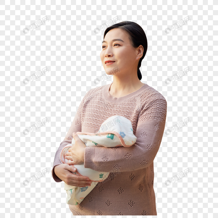 外婆手抱新生婴儿宝宝图片