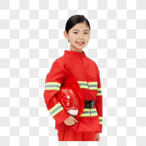 身穿消防员服装的小女孩图片