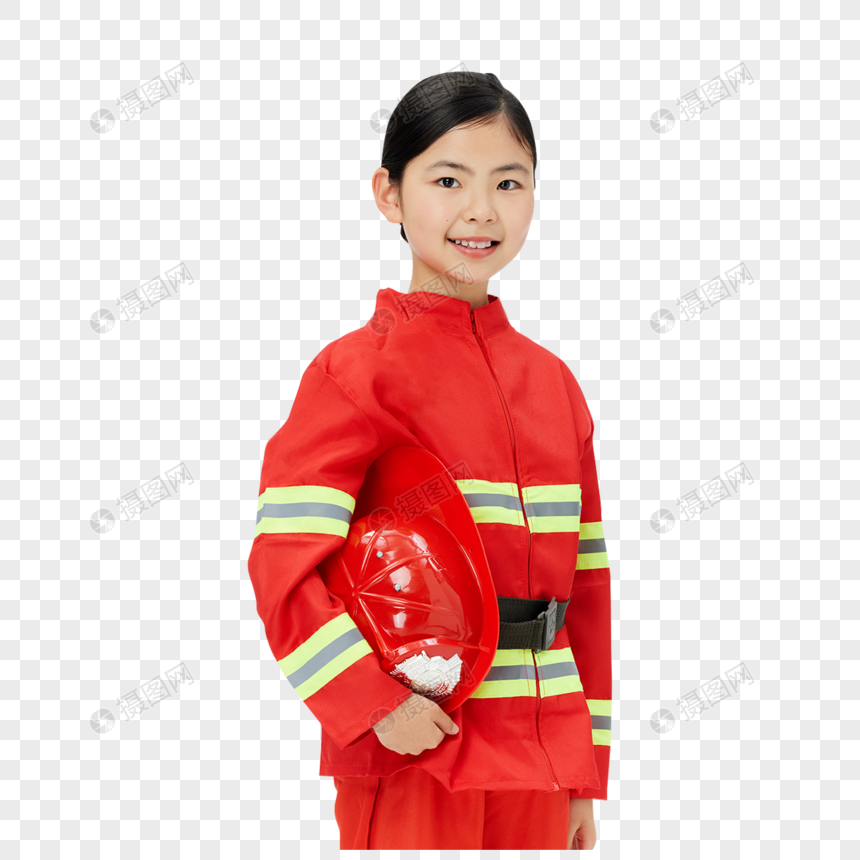 身穿消防员服装的小女孩图片