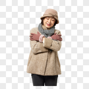 老奶奶冬季保暖防寒图片