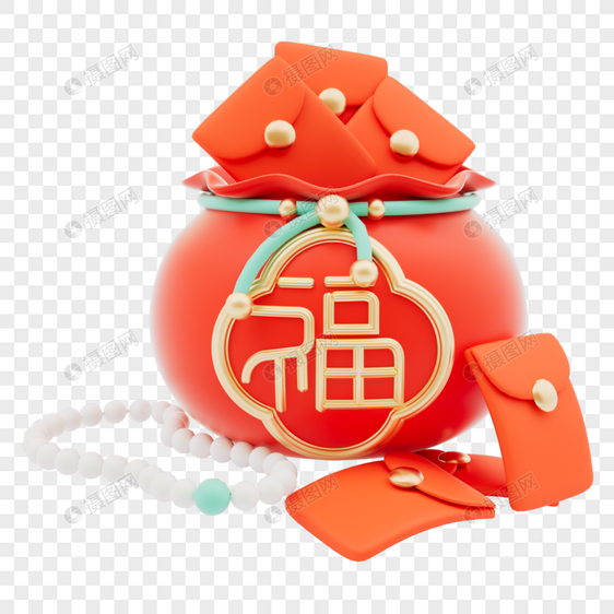 c4d立体新年福袋系列3d免抠元素图片