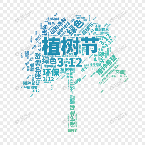 矢量植树节文字云装饰图片