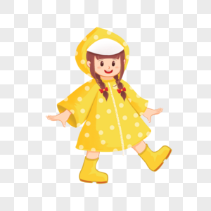 穿着雨衣散步的女孩图片