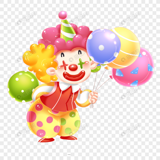 愚人节卡通可爱小丑拿彩色气球形象图片
