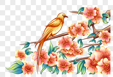 桃花枝上的鸟图片