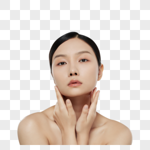 女性美妆护肤面部带手部展示图片