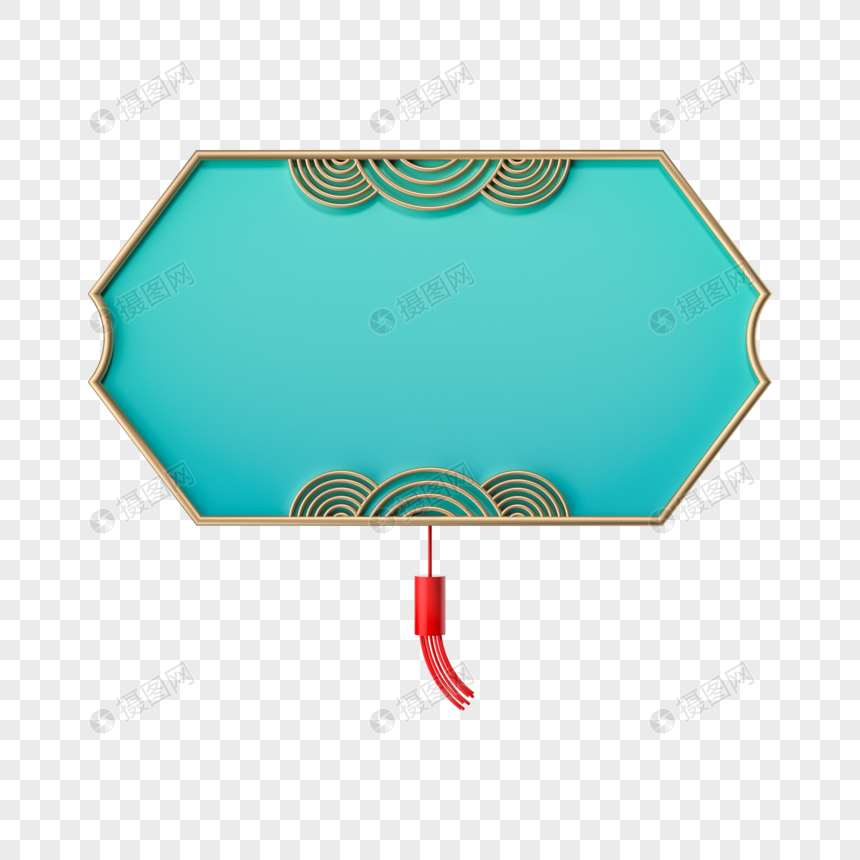 C4D国潮风立体方形边框元素图片